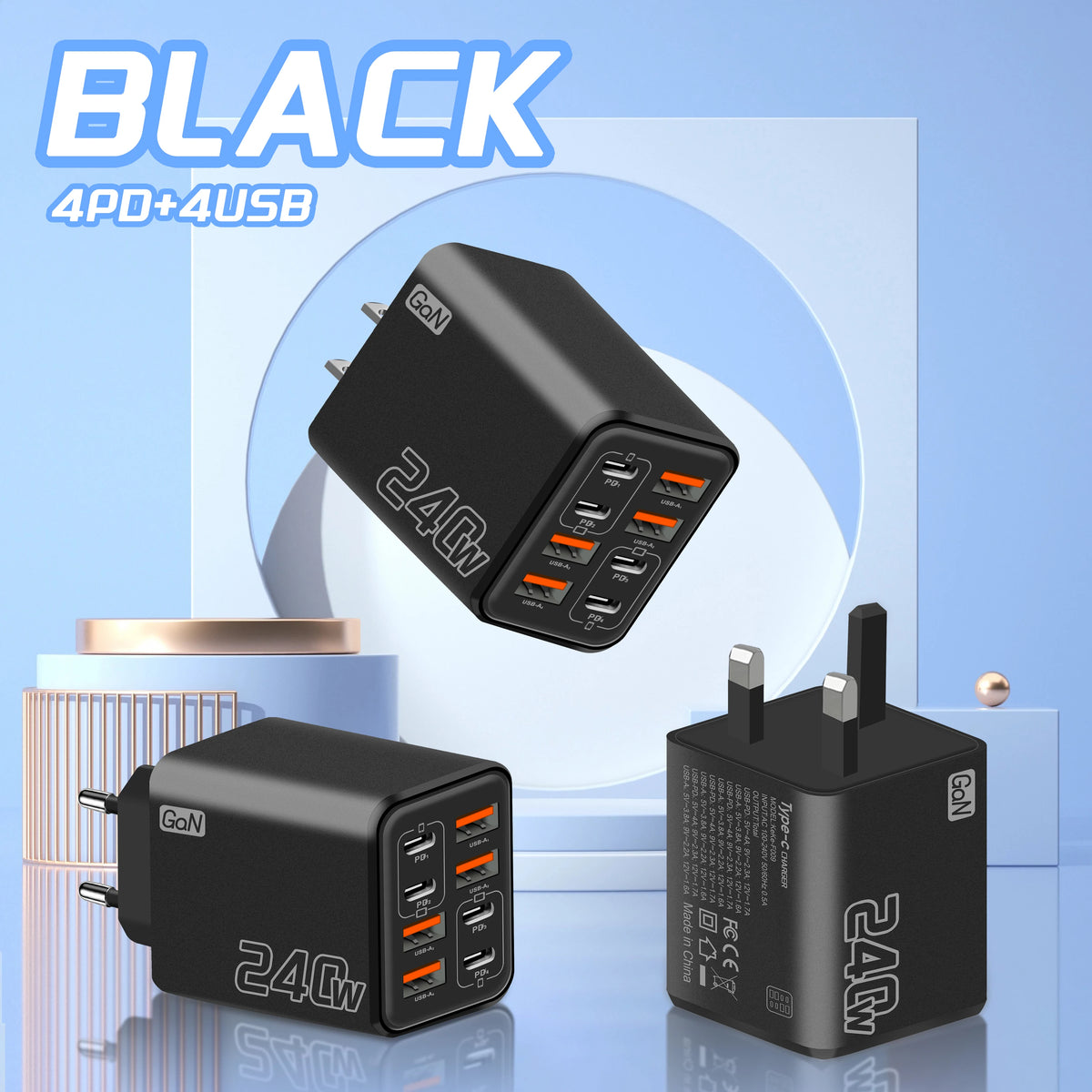 240W USB C Charger 8 in 1 Adapter