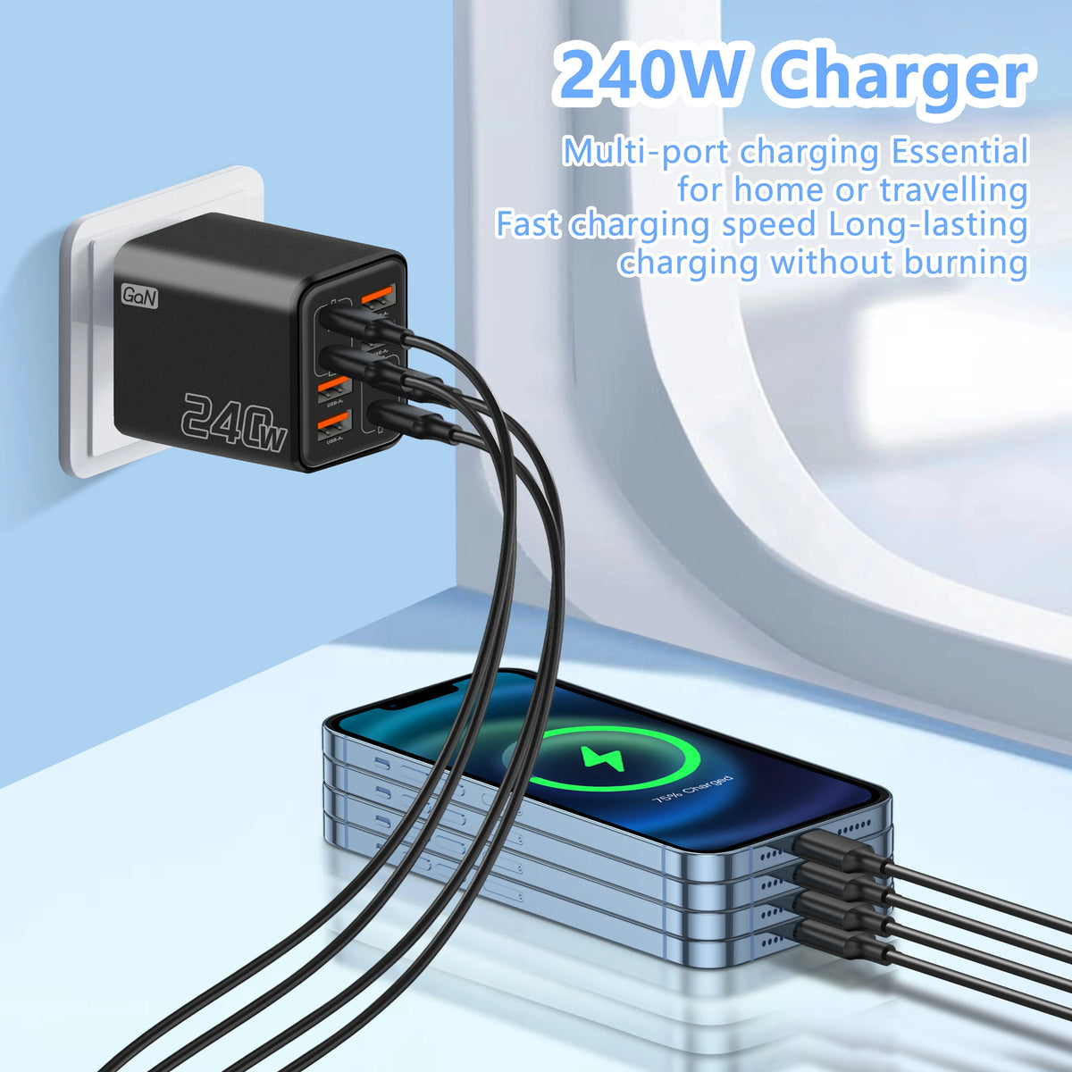 240W USB C Charger 8 in 1 Adapter