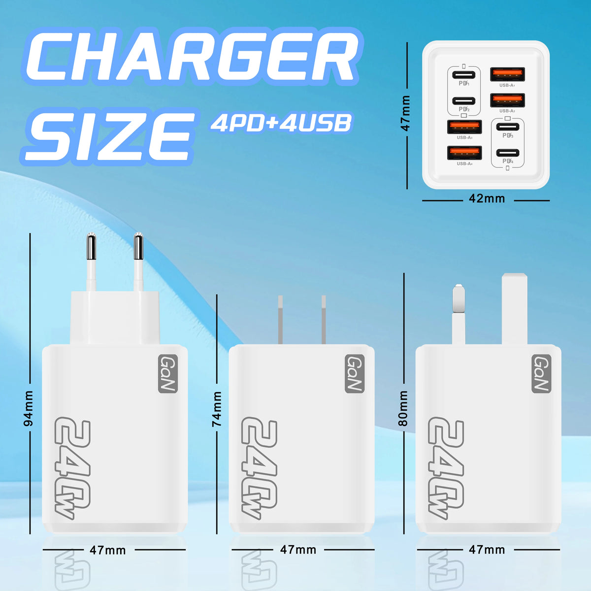 240W USB C Charger 8 in 1 Adapter